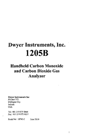 Thumbnail of document Manual - 1205B Handheld CO/CO2 Gas Analyzer